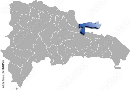 SAMANA DEPARTMENT MAP STATE OF Dominican Republic 3D ISOMETRIC MAP