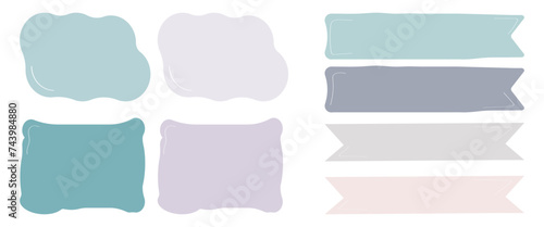 Hand drawn minimalist quote frame set. Quote color frames blank template collection. Isolated text box sticker. Empty speech bubbles.