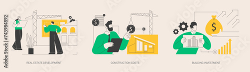 Construction project management abstract concept vector illustrations.