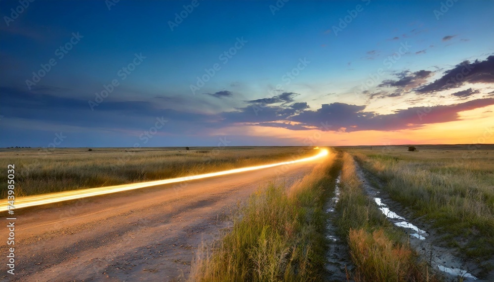evening road in steppe