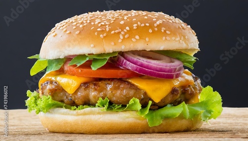 close up pork burger on transparent background generated