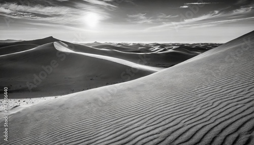 sand dunes at sunrise black and white