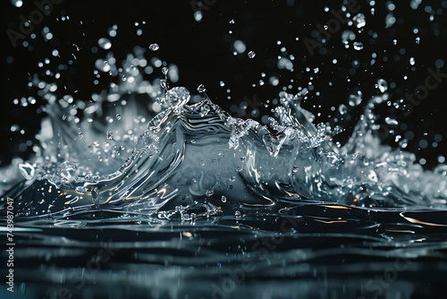water splashing off of a black background in the styl