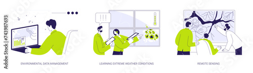 Climate change analyst abstract concept vector illustrations.
