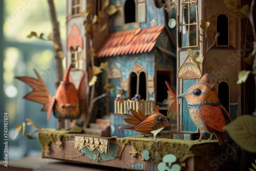 Close Up of a Bird House on a Table