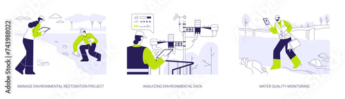 Ecology control abstract concept vector illustrations.