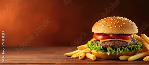 Big hamburger French fries ...