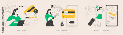 Electronic transactions abstract concept vector illustrations.