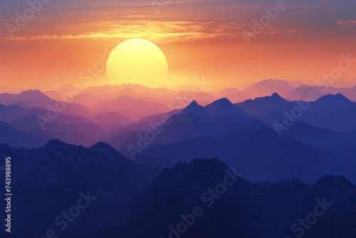 The Sun Sets Over a Mountain Range