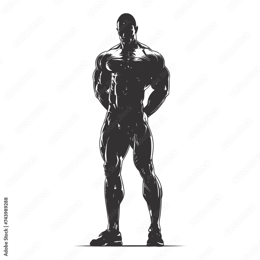 Silhouette Bodybuilding black color only full body Silhouette Bodybuilding black color only full body