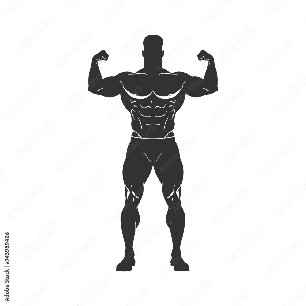 Silhouette Bodybuilding flexing body muscle black color only Silhouette Bodybuilding flexing body muscle black color only