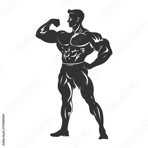 Silhouette Bodybuilding flexing body muscle black color only © NikahGeh