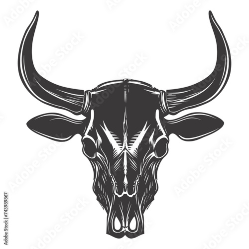 Silhouette bull head skull black color only full