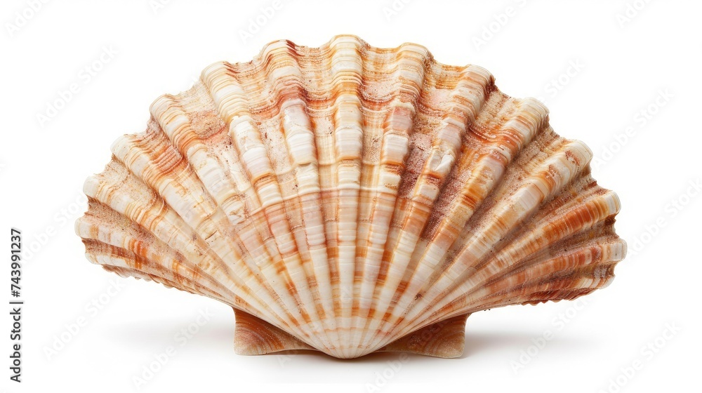 a big beautiful scallop, isolated on white.