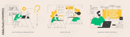 Computer skills requirement abstract concept vector illustrations.