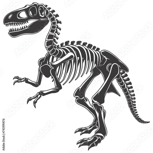 Silhouette Dinosaur skeleton black color only