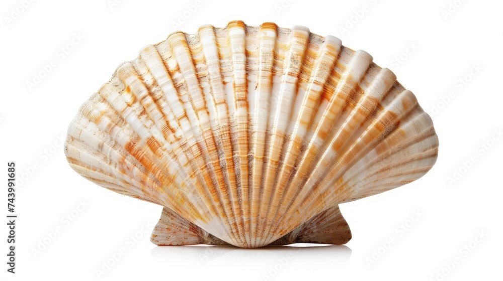 a big beautiful scallop, isolated on white. a big beautiful scallop, isolated on white.