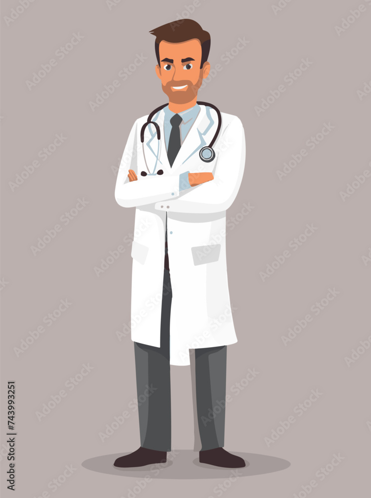 cute teen doctor standing together with stethoscopes isolated vector cute teen doctor standing together with stethoscopes isolated vector