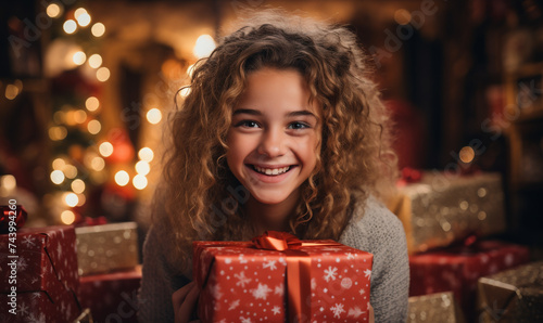 Wallpaper Mural portrait of a woman with christmas gift Torontodigital.ca