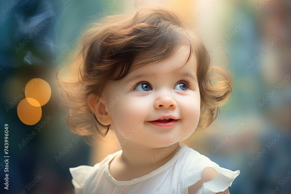 Cute little baby with blur background, Ai generated Cute little baby with blur background, Ai generated
