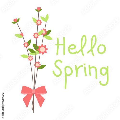 Hello Spring. Spring floral print. Flat vector illustration. © Olha Ye