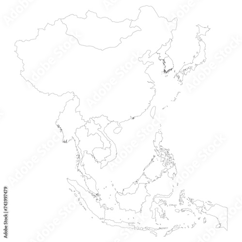 Asia country Map. Map of Asia in white color. 