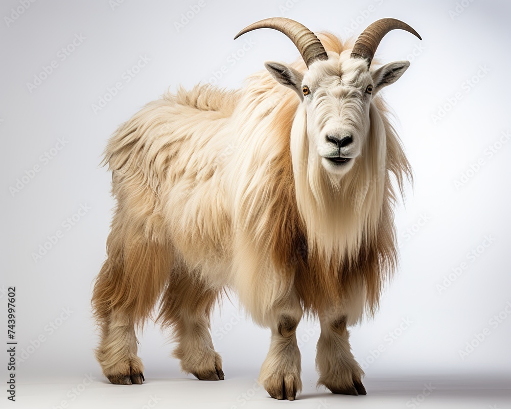 Mountain Goat , blank templated, rule of thirds, space for text, isolated white background