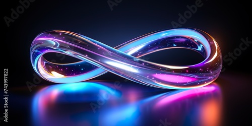 neon effect modern conceptual design, light glowing infinity shape, energy laser loop