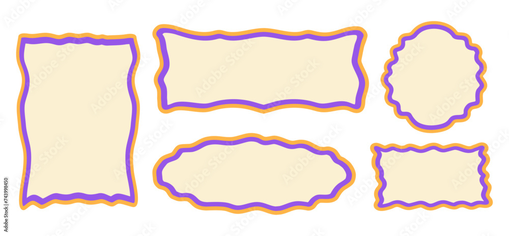 Set of frames in hand drawn and doodle style. Vector illustration. Isolated. Modern and trendy torn paper design, collage. Place for text. Textbox. Notebook shapes Set of frames in hand drawn and doodle style. Vector illustration. Isolated. Modern and trendy torn paper design, collage. Place for text. Textbox. Notebook shapes