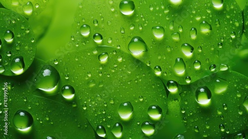 Atmospheric background with water droplets. Monochrome. The texture of water on a green background.
