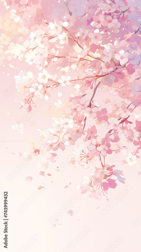 Obraz premium Hanami / cherry blossom festival banner in pink with copy space