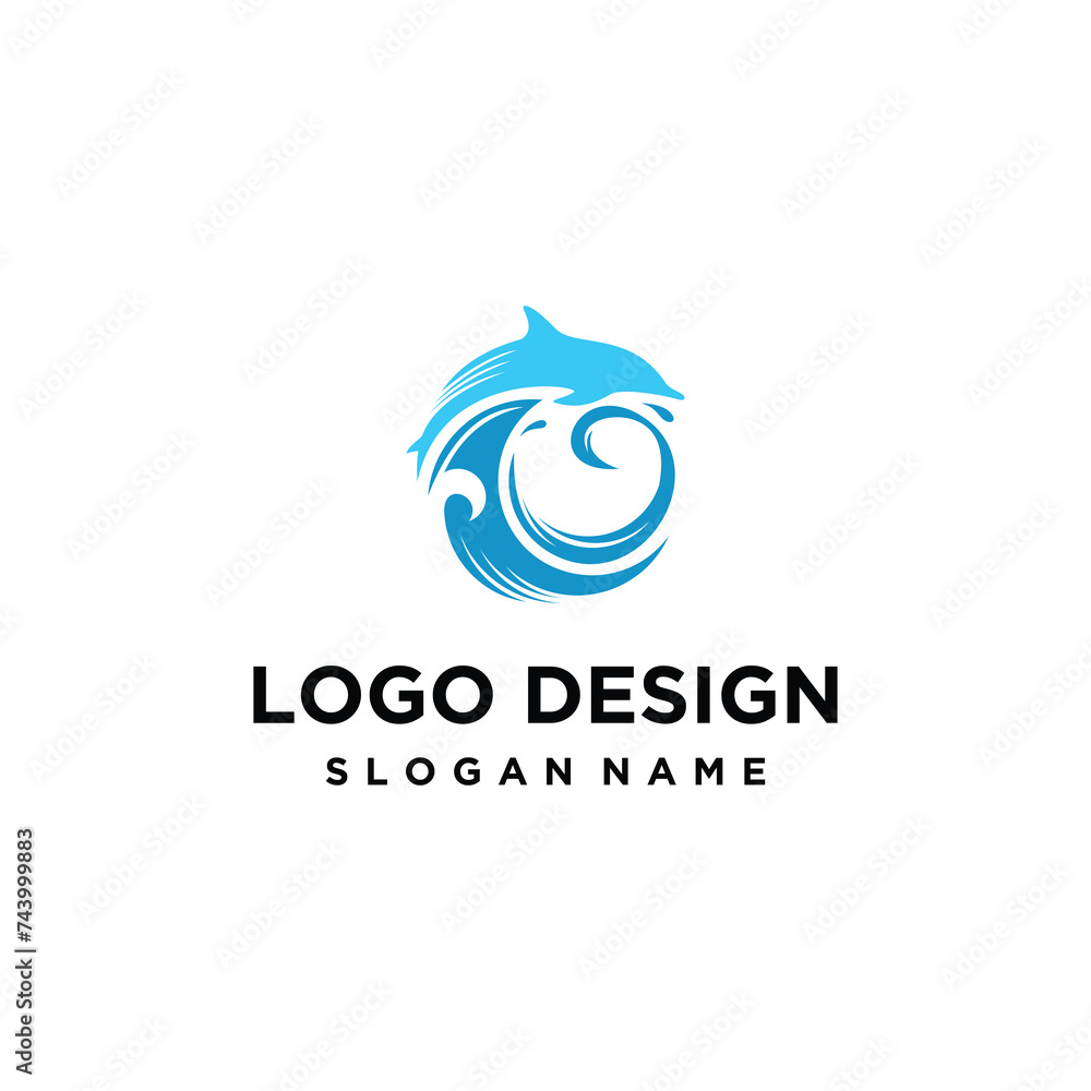Fototapeta premium Elemen templat desain logo lumba lumba dan ombak. Cocok untuk berbagai keperluan elemen templat desain logo. Cocok untuk berbagai keperluan 