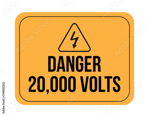 20000 volts. Danger, electricity and high voltage. Warning vector isolated on white background
