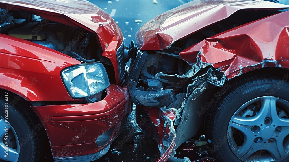 Close up car crash dangerous accident on the road. car collision, Close up car crash dangerous accident on the road. car collision,