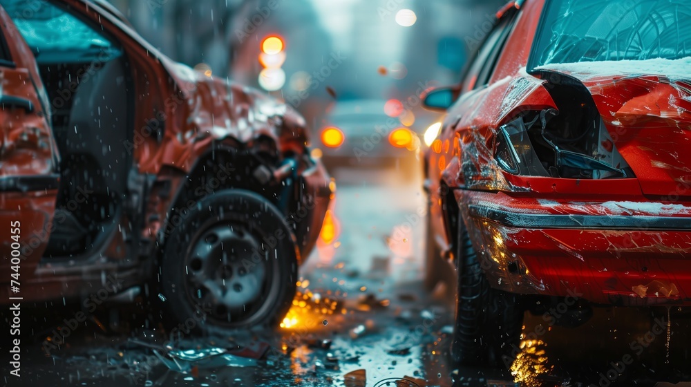 Close up car crash dangerous accident on the road. car collision, Close up car crash dangerous accident on the road. car collision,