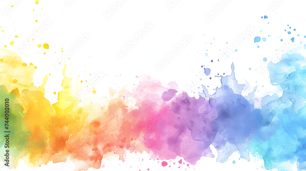 Abstract colorful rainbow color painting illustration - watercolor splashes, isolated on transparent background 