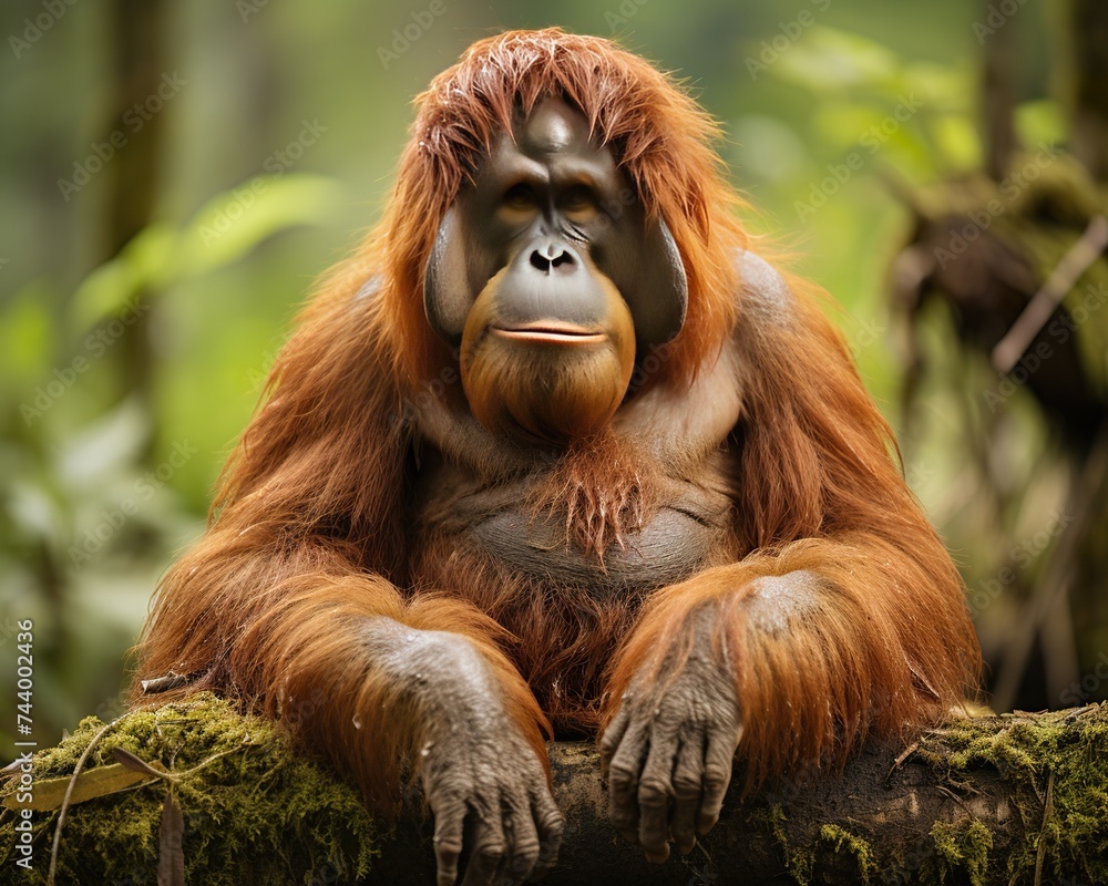 Orangutan , blank templated, rule of thirds, space for text, isolated white background