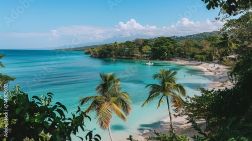 Imagine the perfect beach vacation with soft sand, tall palm trees, and tranquil turquoise sea that invites you to immerse yourself in a world of peace and beauty.