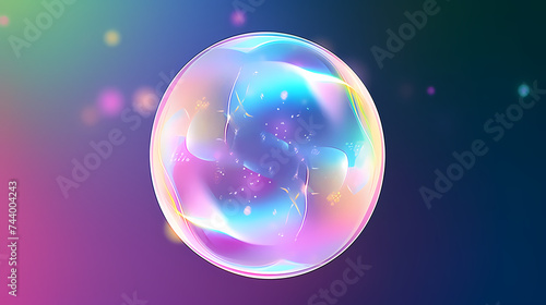 Rainbow colored soap bubbles on multicolored background