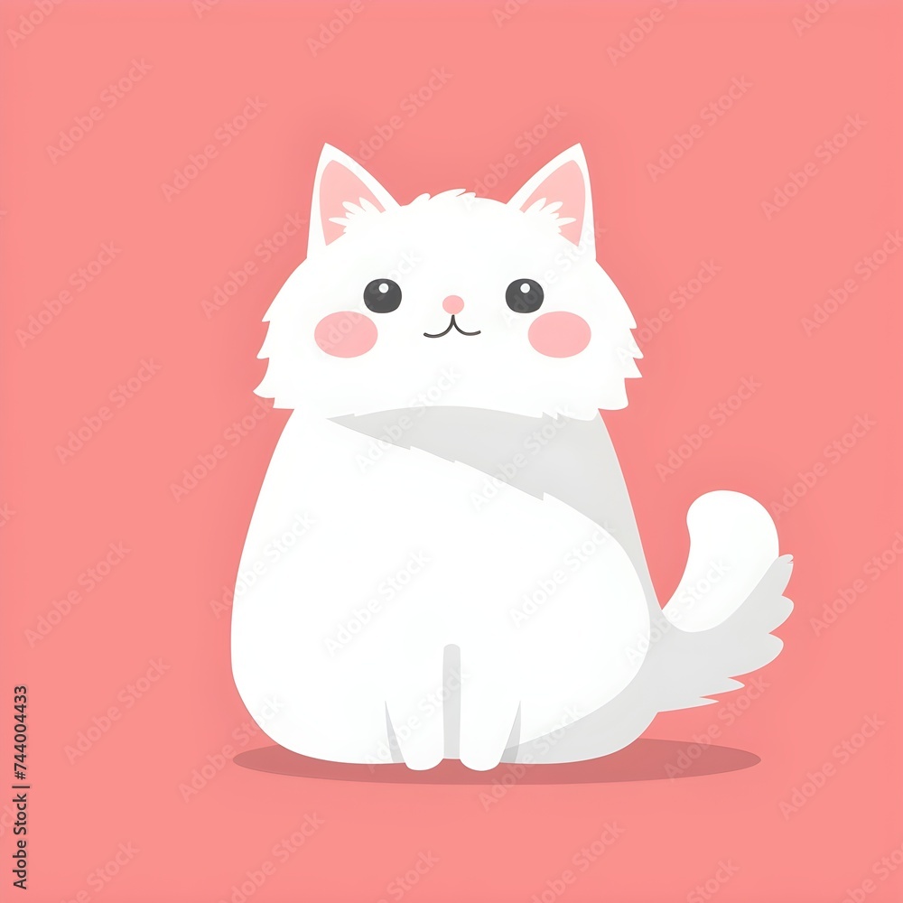Adorable White Cat: Charming Feline Graphic Design