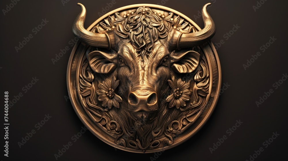 3d mural of bull design on minimal wall 3d mural of bull design on minimal wall