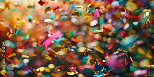 Rain of confetti blurred background Generative AI