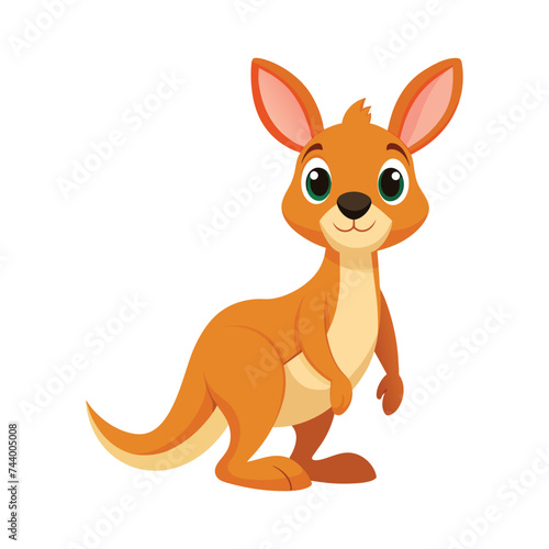 Vector of illustration Cartoon cute Kangaroo on white
