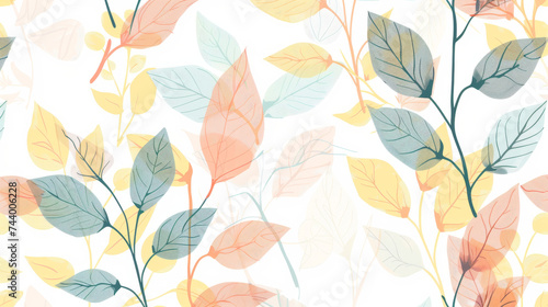 Stylized plant and leaves background pattern