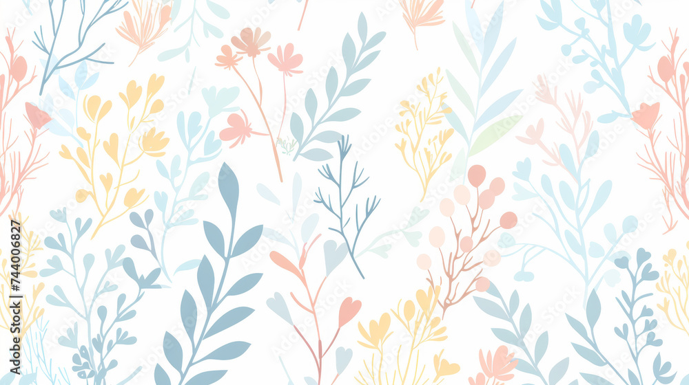 Stylized plant and leaves background pattern Stylized plant and leaves background pattern