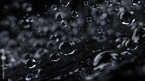 Mysterious and dark black water droplet bubbles