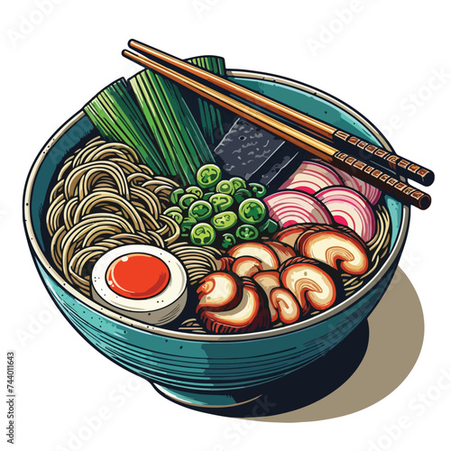 ramen noodles design with noodle and hot soup vector