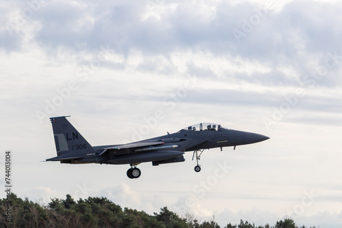 F15 with landing gear down coming in to land at RAF Lakenheath photo