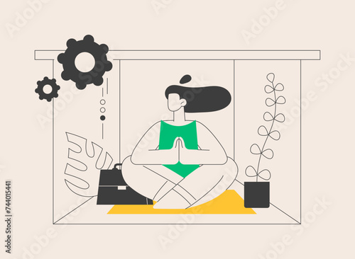 Office meditation booth abstract concept vector illustration.