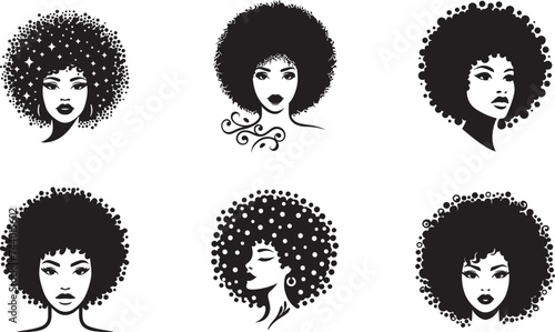 Afro Woman Hair Style Vector Illustration